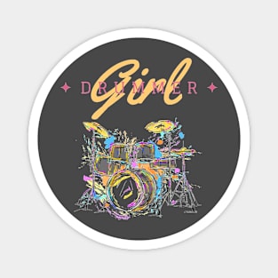 Drummer Girl drum set percussion Magnet